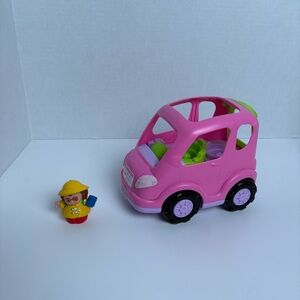 Vintage Pink Little People Car and Maggie